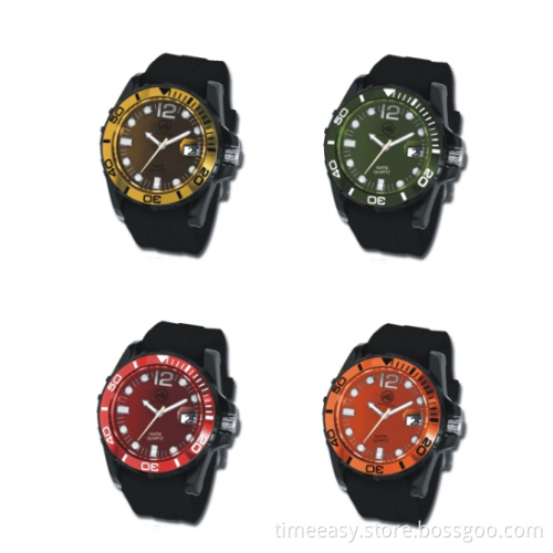 Fashion Plastic Case & Silicone Band and Colorful Aluminium Plate Watch